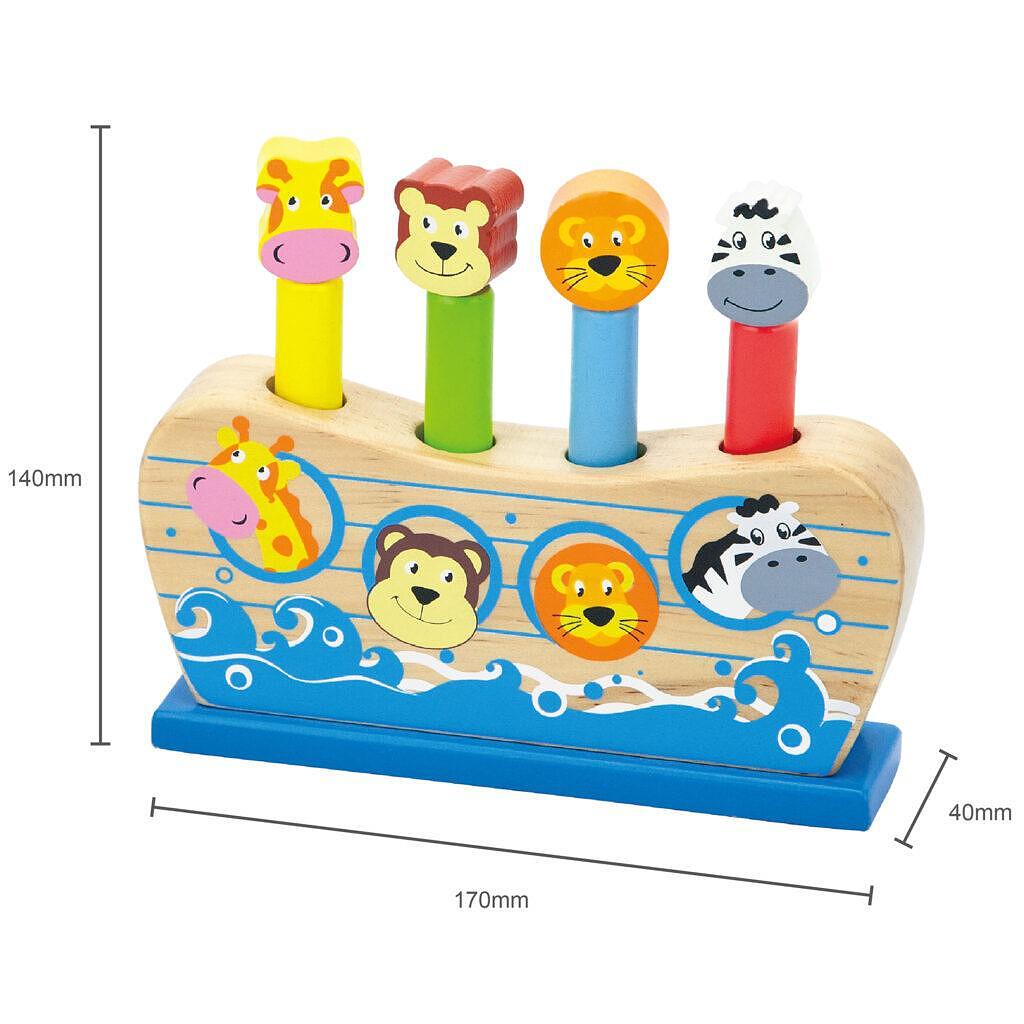 Дървена играчка с подскачащи животни от Viga toys — снимка