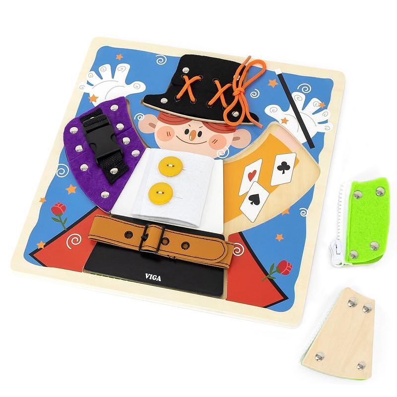 Дървено табло за умения - Магьосник за обличане — продуктова снимка