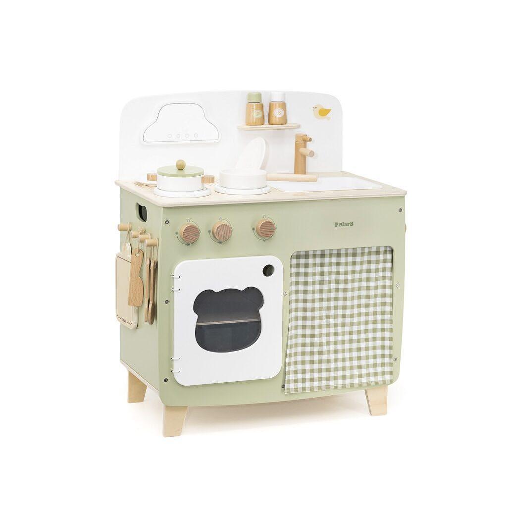 Polar B Компактна детска дървена кухня за игра — снимка