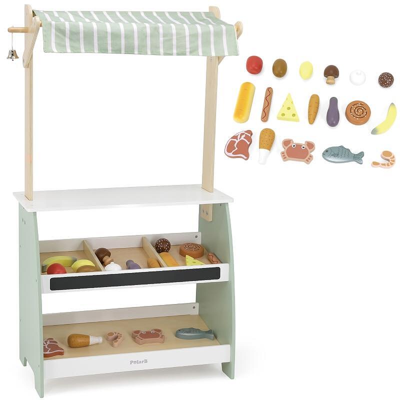 Polar B Дървен магазин за игра с продукти — снимка