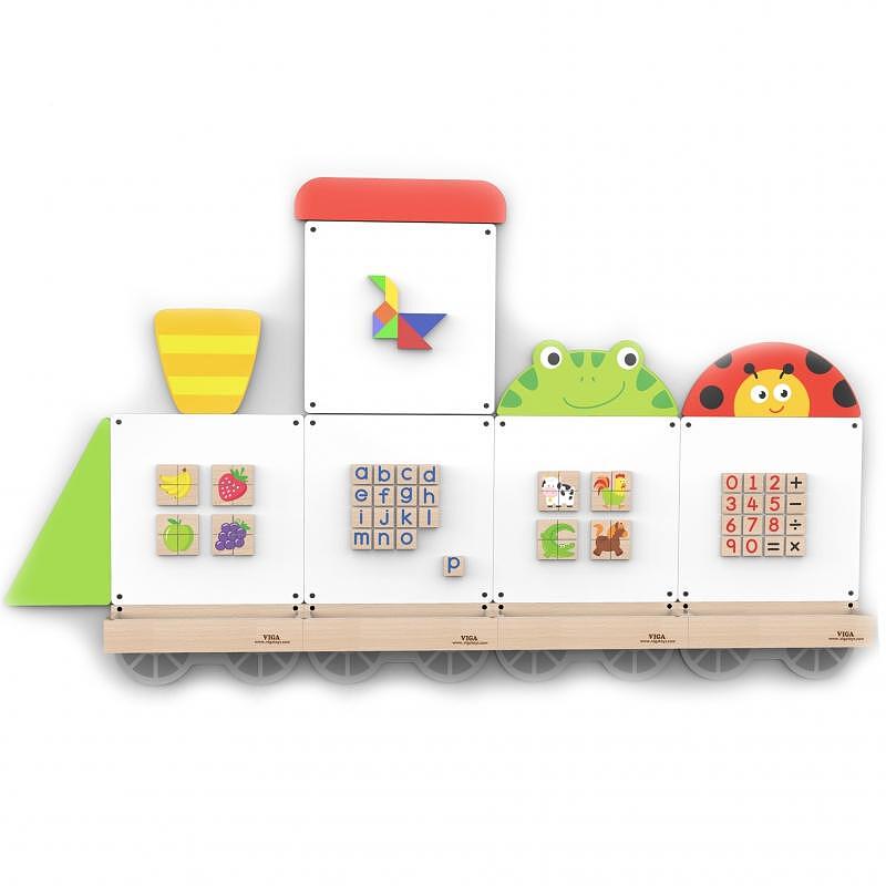 Viga Toys Дървена магнитна дъска за стена Влак — снимка