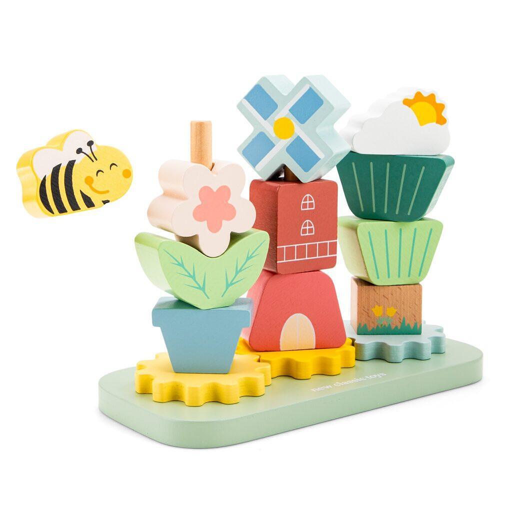 Дървена играчка за нанизвне - Цветна градина — снимка