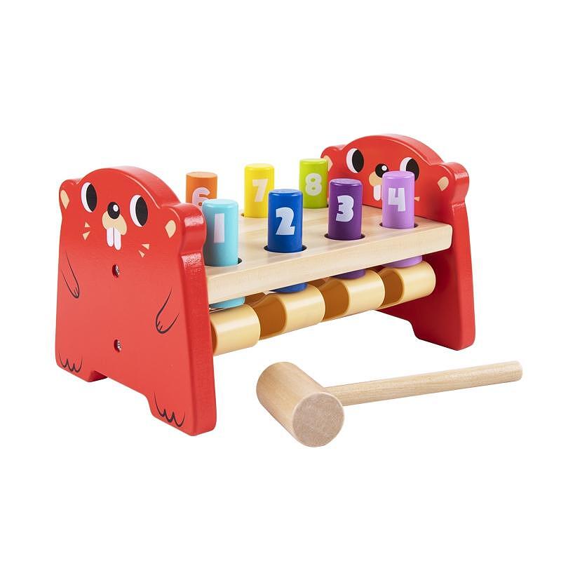 Tooky Toy Дървена игра с чукче - Бобърче — продуктова снимка