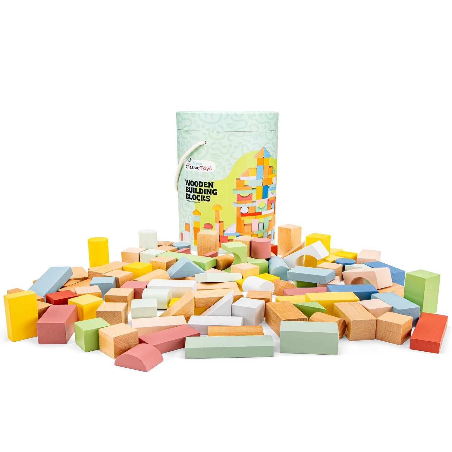 Детски дървен конструктор от 100 части - Пастелни цветове — продуктова снимка
