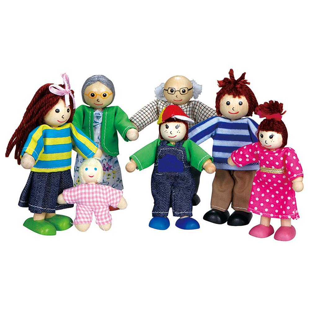 Комплект семейство дървени кукли - 7 броя — снимка