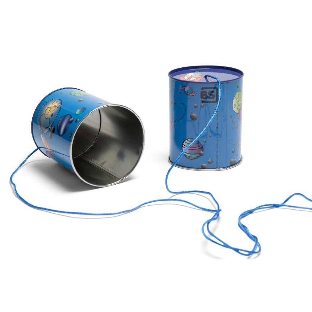 Детска играчка Телефон от консервени кутии — снимка