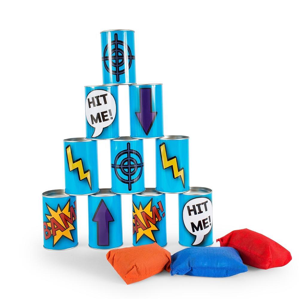 Детска игра за целене с 10 цветни кенчета — снимка