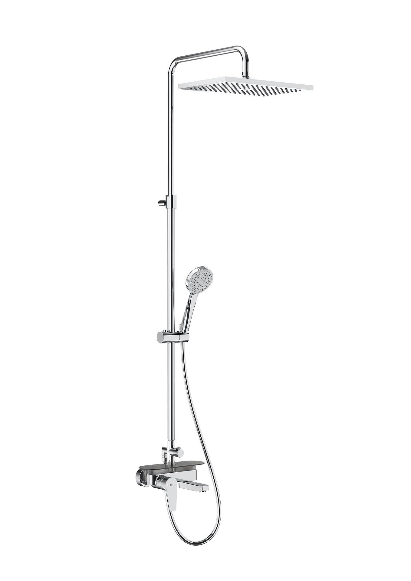 Колона за вана и душ EVEN-M, квадратна глава, регулируема височина, за модерна баня  

11