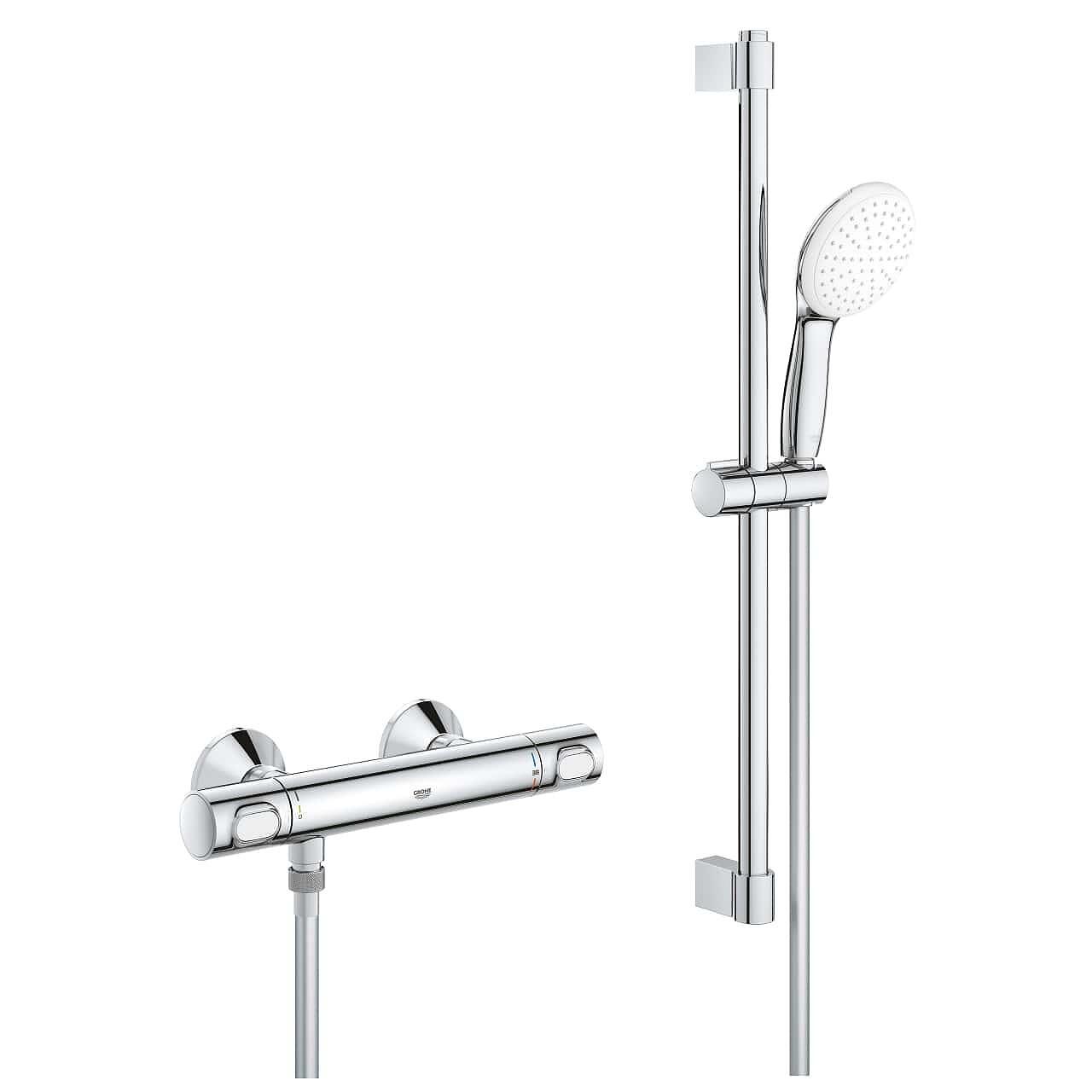 Комплект за душ Grohe Grohtherm 500, термостатен смесител и душ, за модерна баня  

10
