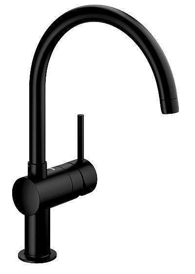 Кухненски смесител Grohe Minta с черен Velvet Black цвят, С-образен чучур  

8