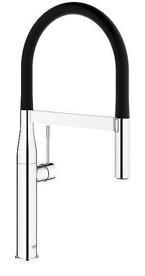 Професионален кухненски смесител Grohe Essence с гъвкав шлаух, хром и черно  

7