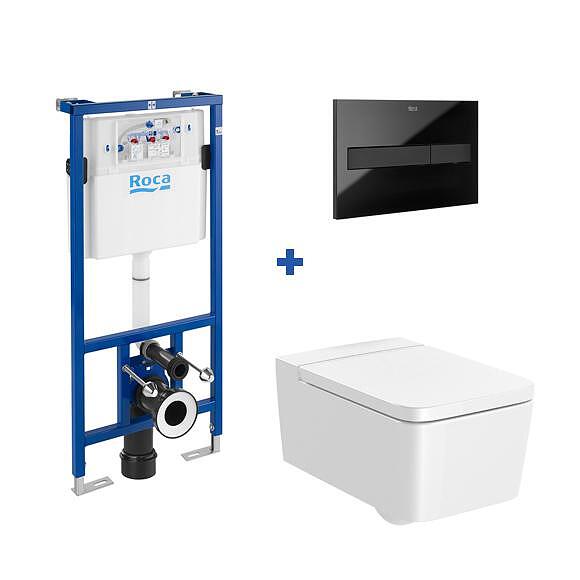 WC комплект Roca INSPIRA SQUARE, безрингова, с капак за забавено падане, баня, модерна визия, онлайн  

13