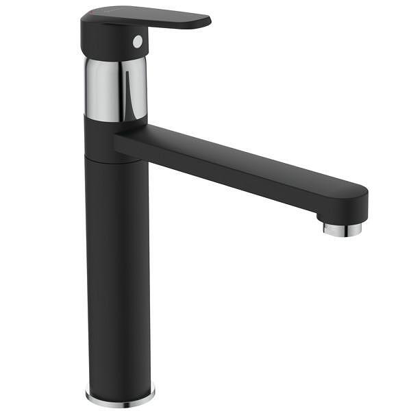 Смесител за кухня с висок тръбен чучур, черна перла, Vidima, за елегантна кухня  

4