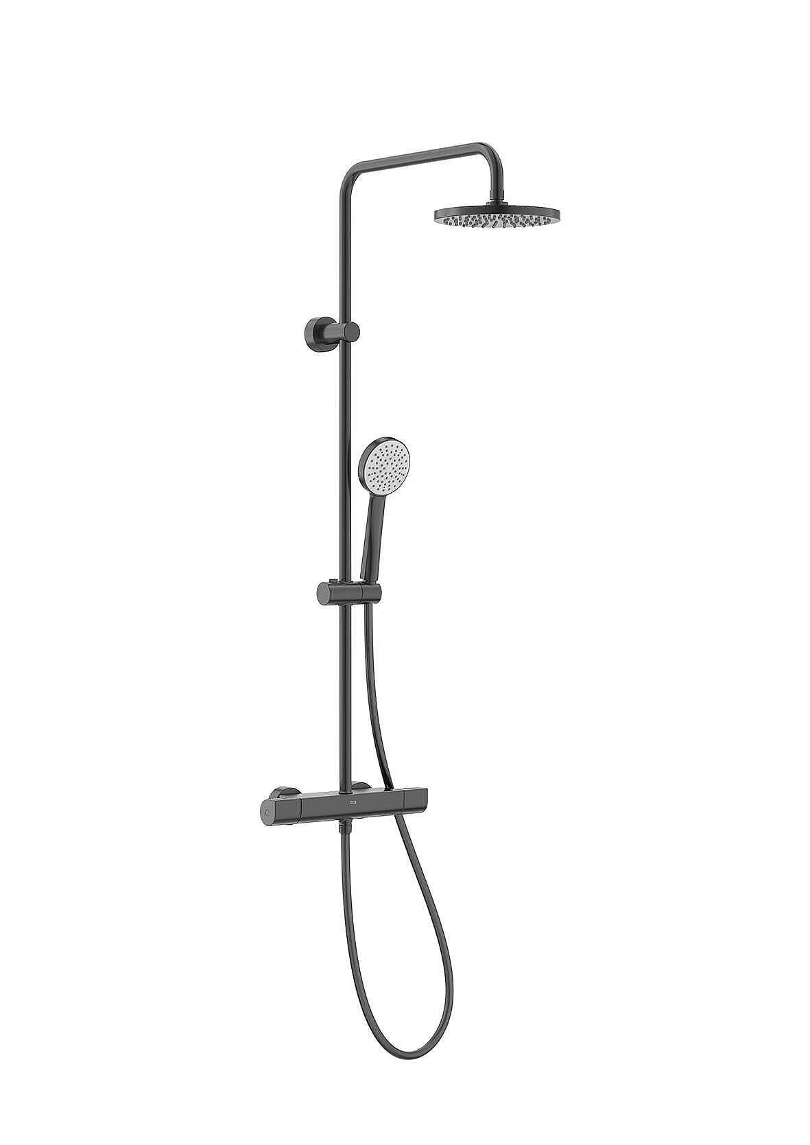 Термостатична душ колона Even - T в цвят brushed titanium black, модел на Roca за модерна баня  

10