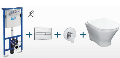 WC комплект Roca вграждане, конзолна тоалетна, бидетна арматура  

10