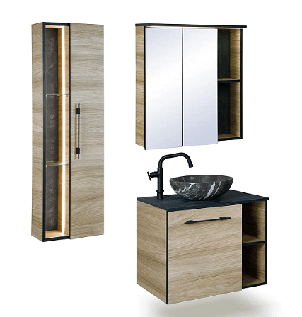 Комплект мебели за баня Канзас, дървесен/черен, елегантен

18.