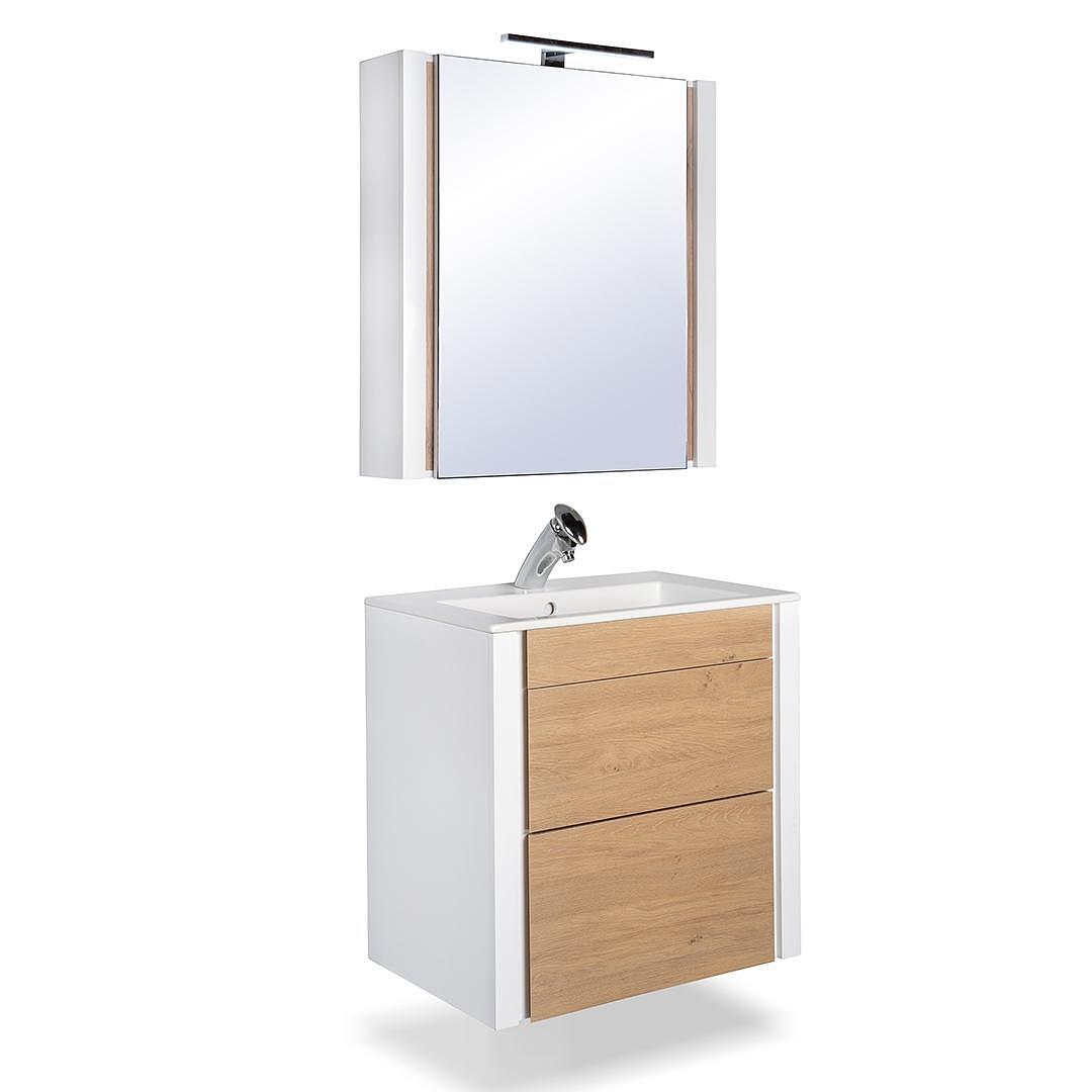 Мебели за баня Scandal Компакт, бял/дървесен цвят, цена 659.57 лв  

17