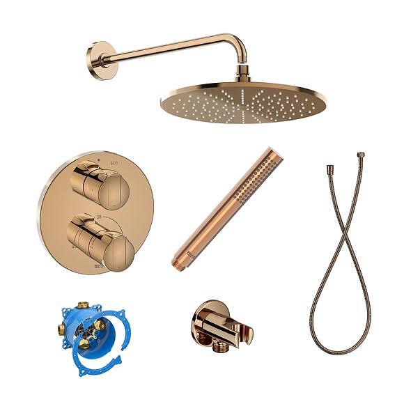 Термостатен смесител Roca T-1000, Rose Gold, за вграждане, луксозен дизайн  

9