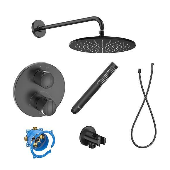 Комплект за вграждане Roca T-1000, термостатен смесител, черен цвят, за баня  

8