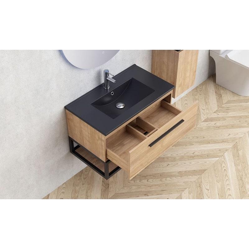 Мебел за баня с метална рамка 80 см, конзолна, с плот и шкаф, интериор дизайн, цвят бял, от Inter Ceramic  

2