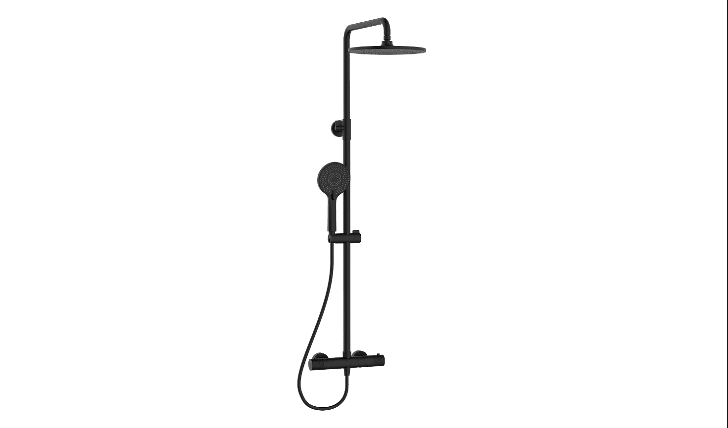 Термостатна душ система Fayans Iris-T в черен мат с регулируема височина за баня

2.