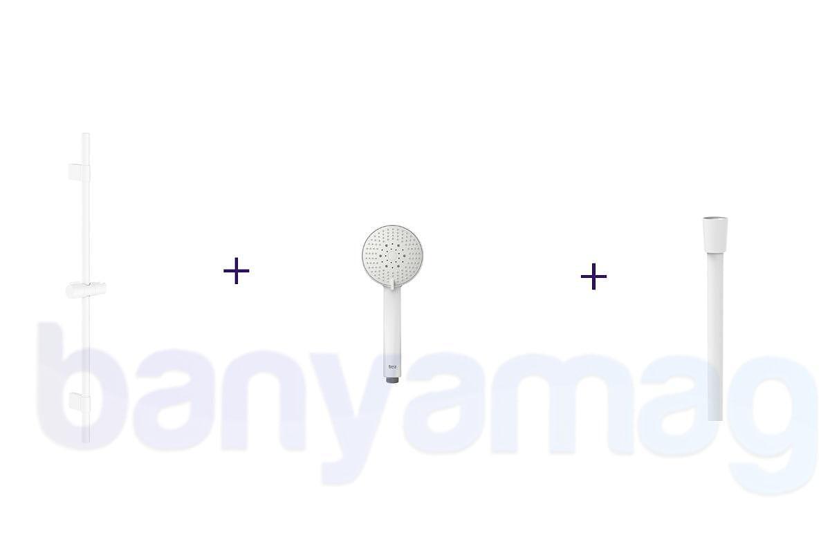 Душ комплект Matt White, тръбно окачване, шлаух, слушалка, бял мат, Roca  

13