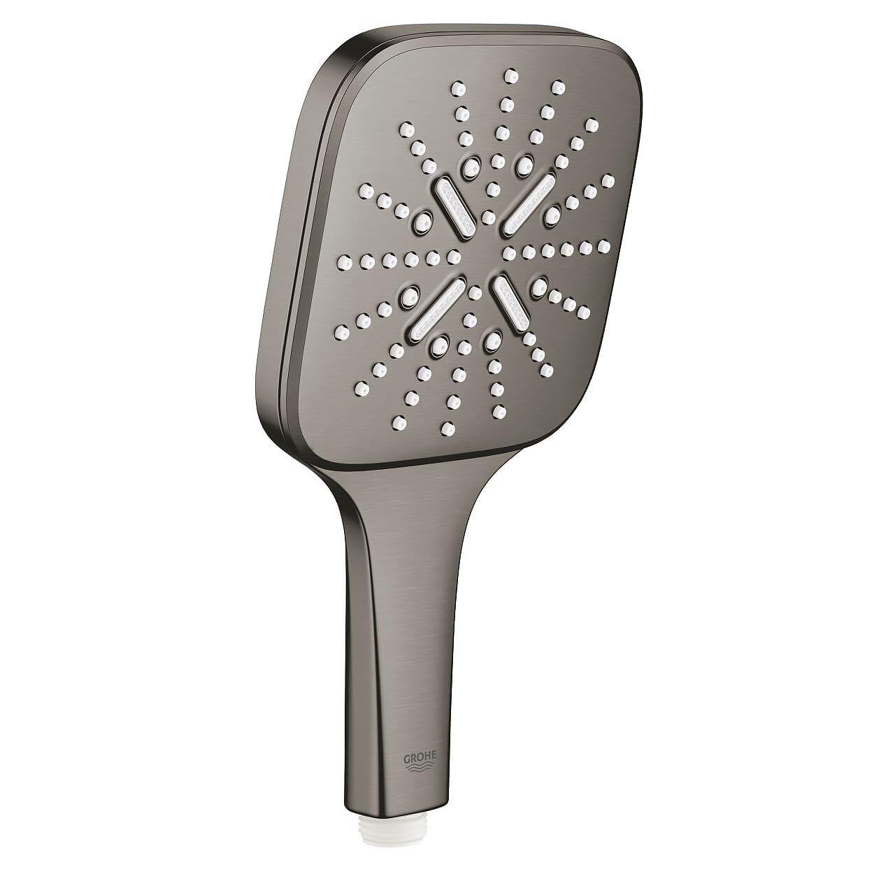 Ръчен душ Grohe Rainshower SmartActive 130 Cube с 3 струи, цвят brushed hard graphite  

7