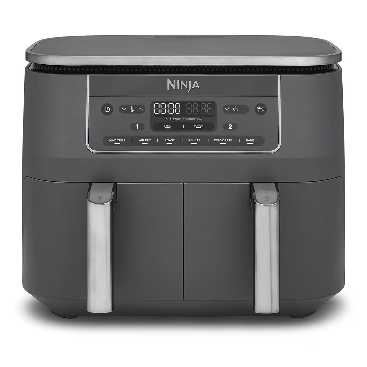 Снимка на Двоен фритюрник с горещ въздух Ninja DZ300EU, 7.6 л, 6 програми, Таймер, Независими зони, Сив, Ninja, цена 166.58 лв