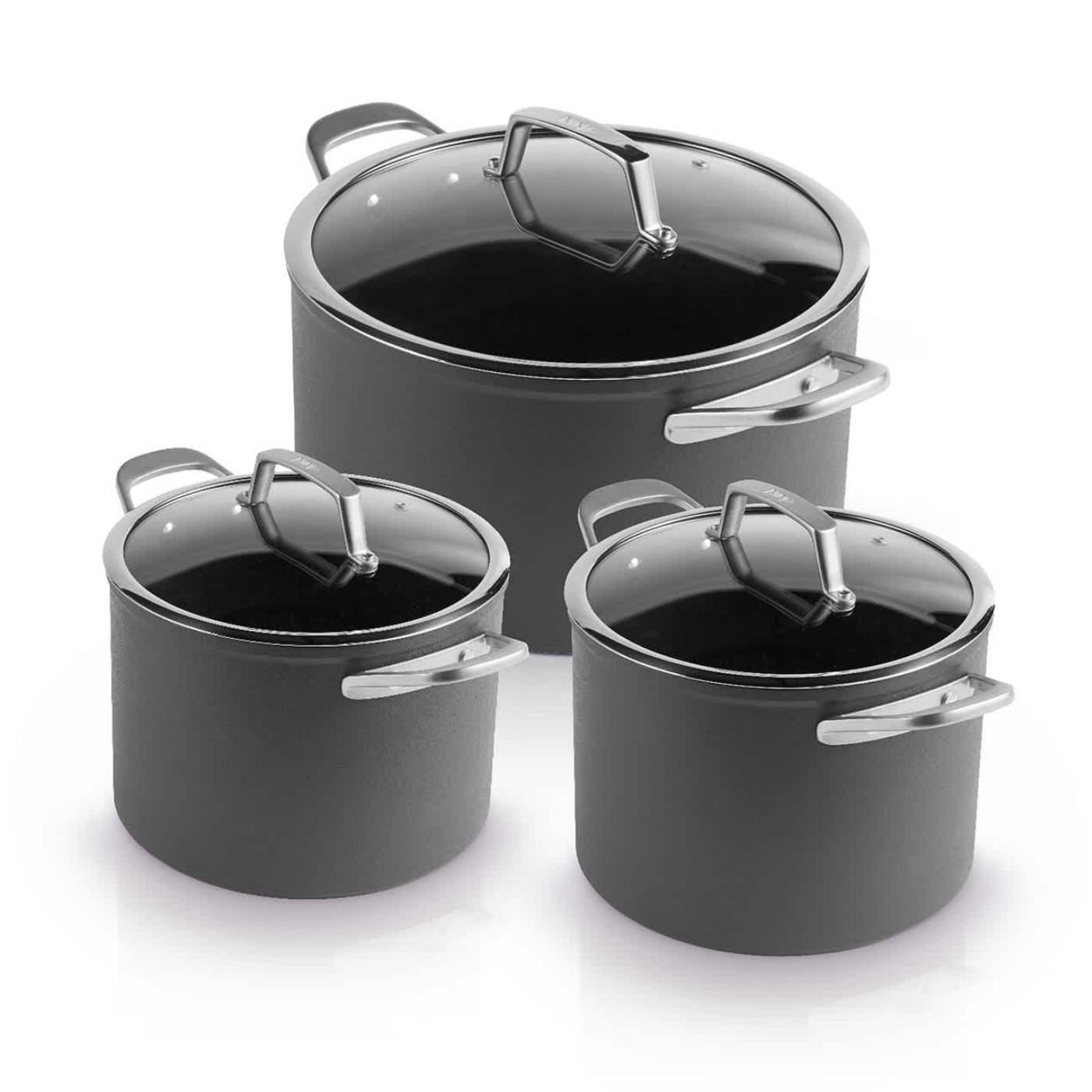 Снимка на Комплект тенджери Ninja ZeroStick C33300DE, 6 части, До 260°C, Незалепващо покритие, Без PFAS, Стъклен капак, Индукция, Черен, Ninja, цена 70.83 лв