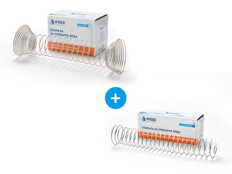 Промо пакет сребърна спирала за кани + сребърна спирала за бутилки от Hygea Water Bulgaria — продуктова снимка