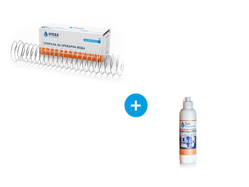 Промо пакет сребърна спирала за бутилки + Hygea Eco гел за почистване на варовик — снимка на продукта от Hygea Water Bulgaria
