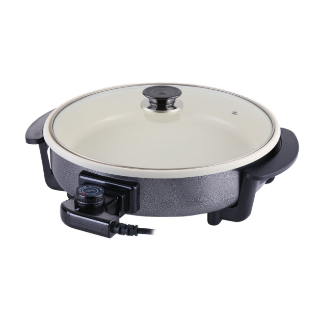 Електрически тиган Elit P-40.9, 1500W, Ø40 см, Стъклен капак, Керамично покритие, Термостат, Черен от Potrebno — продуктова снимка