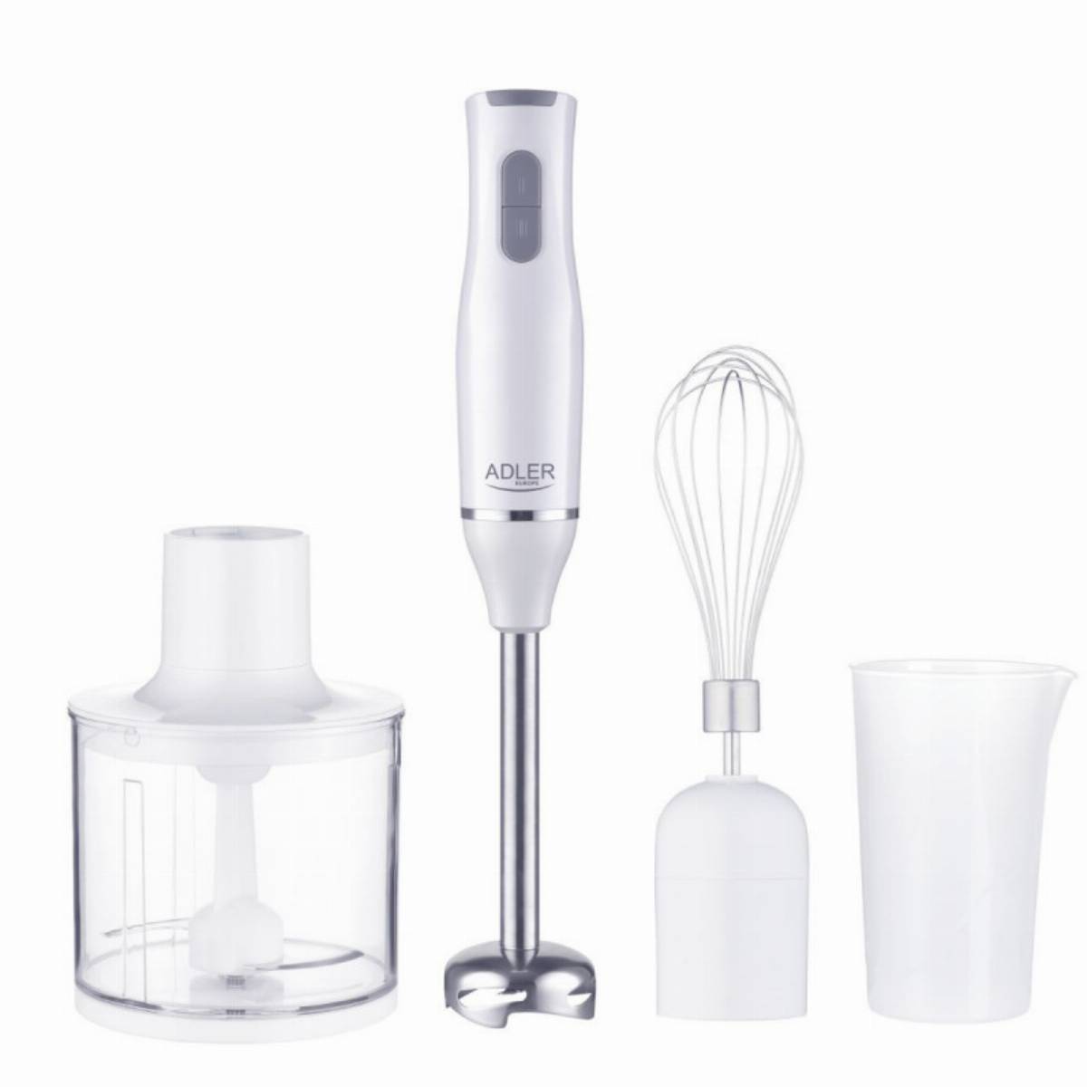 Пасатор, чопър и бъркалка 3в1 Adler AD 4620, 800W, 2 скорости, Мелачка: 450 мл, Кана: 750 мл, Бял, Черен — снимка