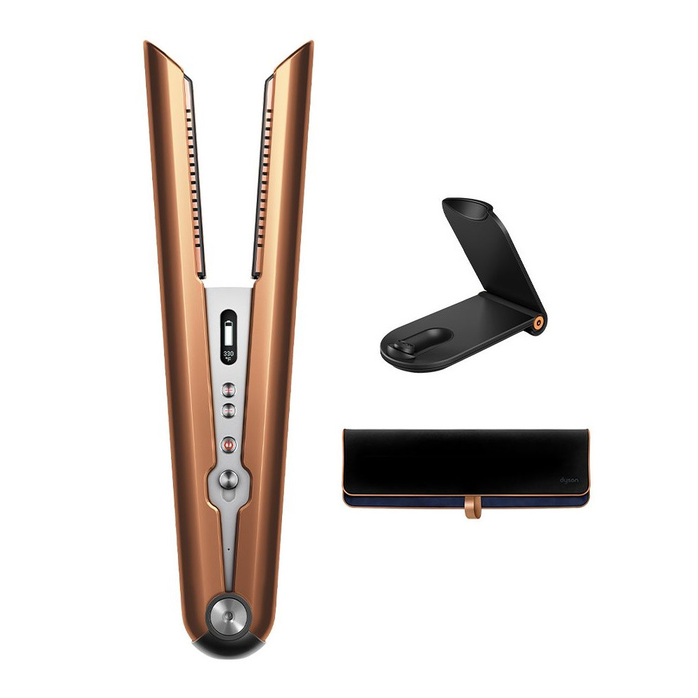 Безжична преса за коса Dyson HS07 Corrale Bco/Bnk 413111-01, 200W, 3 нива, Гъвкави плочи, Автономия 30 мин, OLED екран, Меден/Никел — снимка на продукта от Dyson