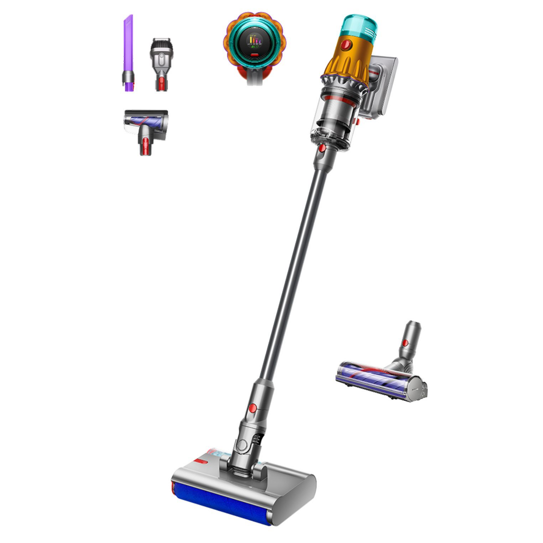 Високоефективна вертикална прахосмукачка Dyson V12s Detect Slim с LCD и HEPA филтър  

6