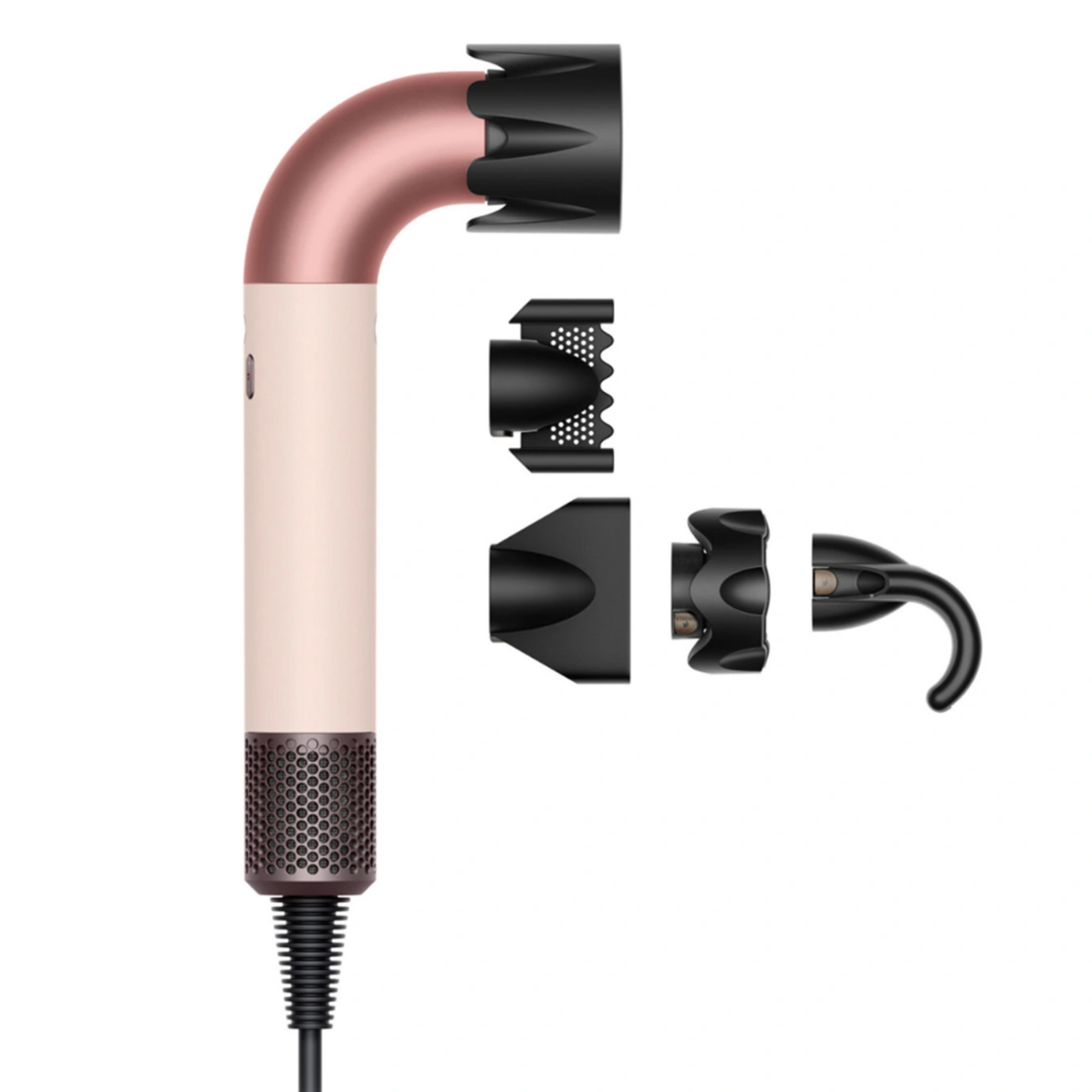 Сешоар Dyson HD17 Supersonic r Ceramic Pink/Rose Gold Straight+Wavy 113332-01, 1700W, 4 интелигентни темп. настройки, 3 скорости, Йонизация, Разпознаване на приставки RFID ... от Dyson — продуктова снимка