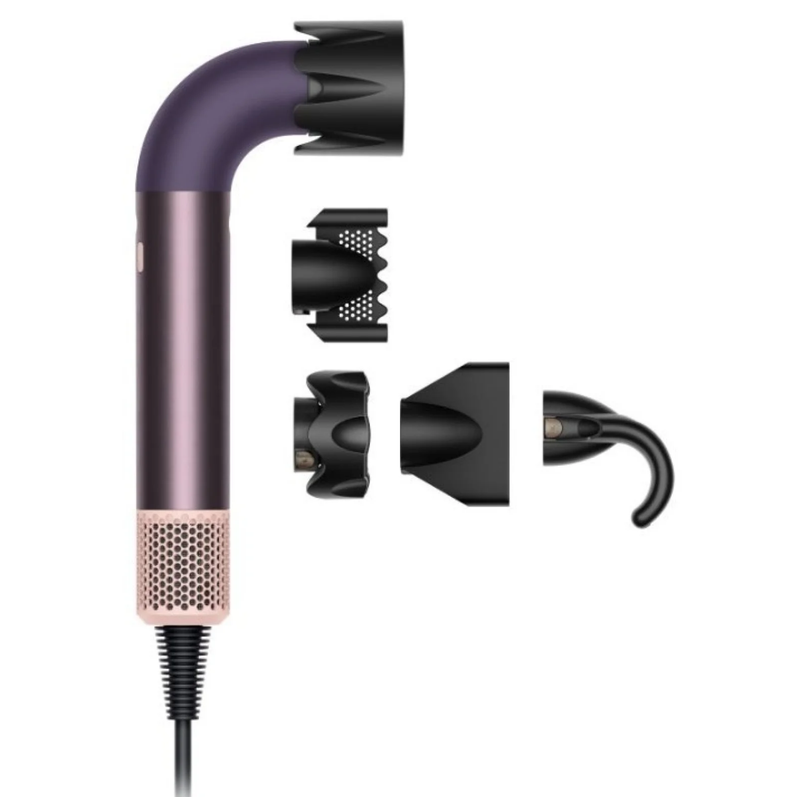 Сешоар Dyson HD17 Supersonic r™ Jasper Plum Straight+Wavy 122781-01, 1700W, 4 интелигентни темп. настройки, 3 скорости, Йонизация, Разпознаване на приставки RFID, Защита ... от Dyson — продуктова снимка