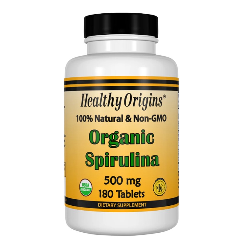 Снимка на Спирулина – Имунитет, енергия и подкрепа при нисък хемоглобин, 500 mg, 180 таблетки, Healthy Origins, цена 14.18 лв