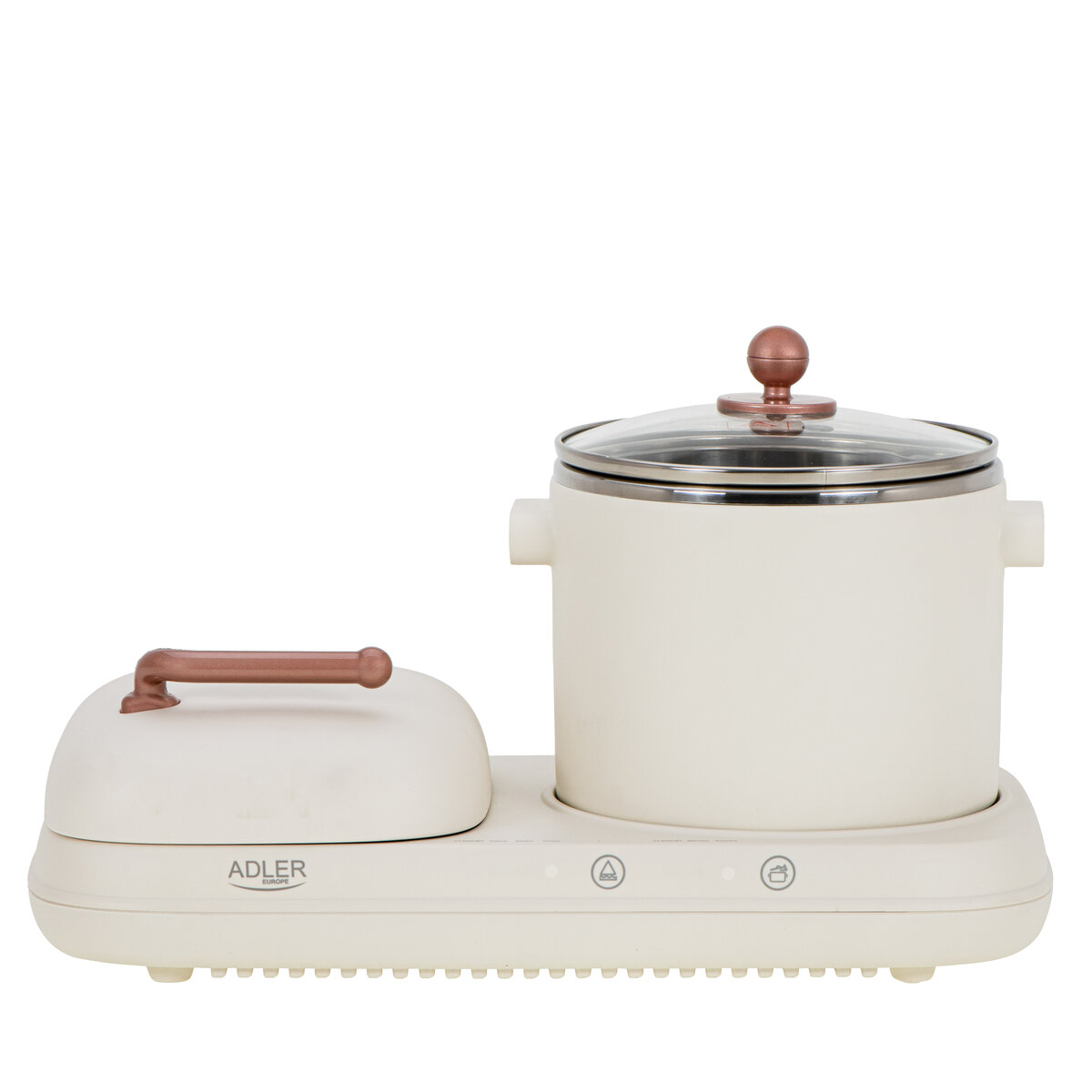 Станция за закуска 2 в 1 Adler AD-6421, 1320W, 1L тенджера, 2 степени, Грил, Крем — снимка