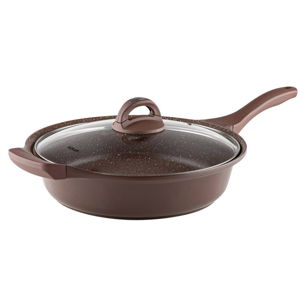 Тиган дълбок с капак Muhler Mia MR-2807M 28x7cm, 2.8L, шоколад, лят алуминий — снимка