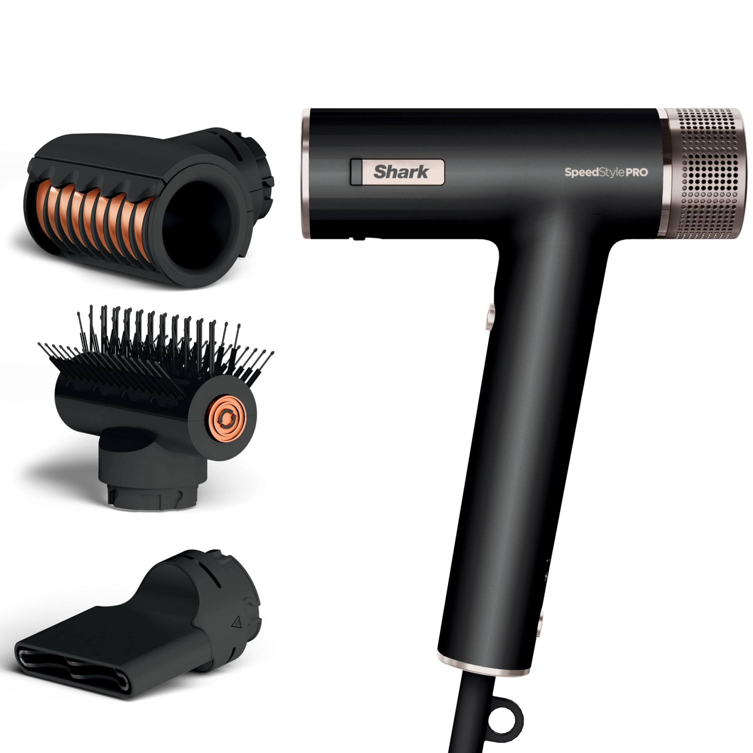 Сешоар за стилизиране на коса 3в1 Shark SpeedStyle Pro HD731EU, 1750W, 3 скорости, 4 темп, Coanda, iQ разпознаване на накрайника, Защита на скалпа, Черен от Shark — продуктова снимка