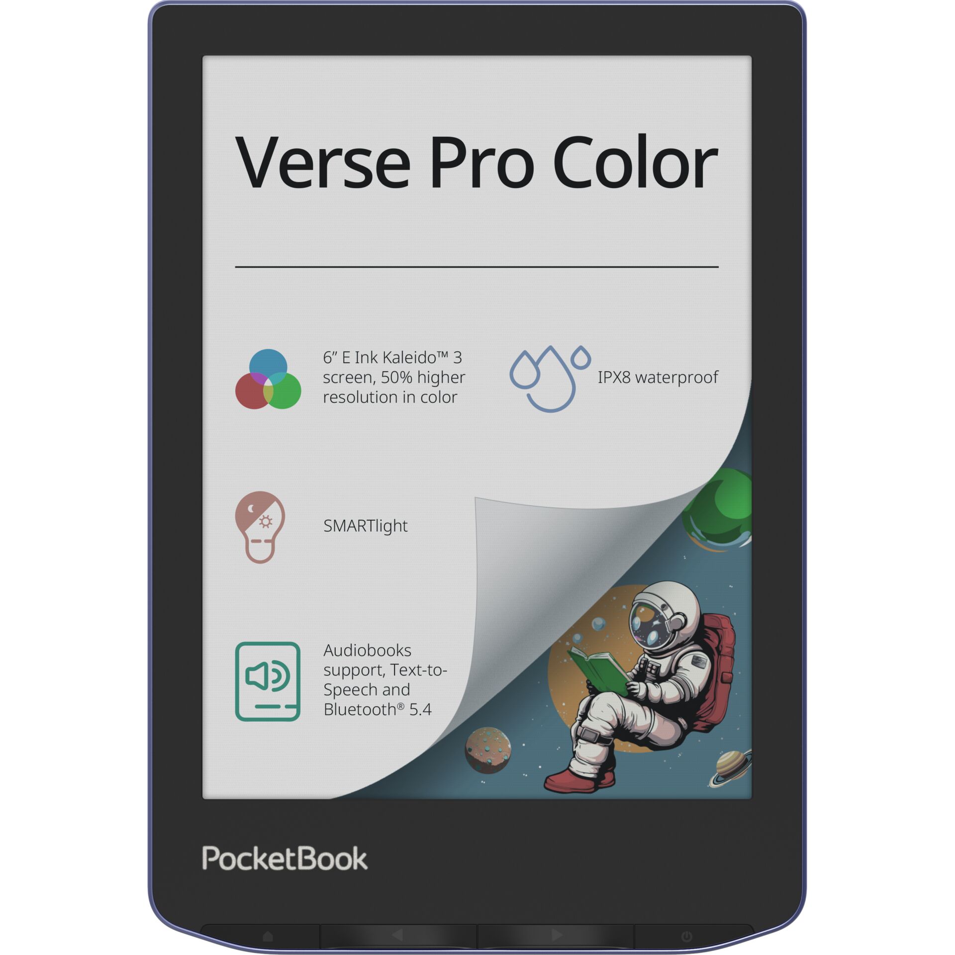 Електронен четец PocketBook Verse Pro Color, 16GB, лилав – PB634K3-6-WW-B — снимка