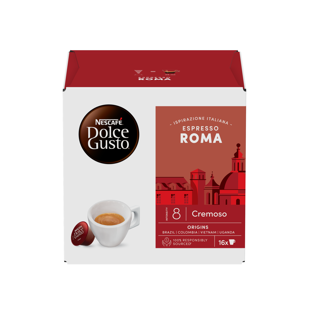 Кафе капсули NESCAFÉ Dolce Gusto Roma, 30 броя, Интензитет 8, Арабика и Робуста — снимка