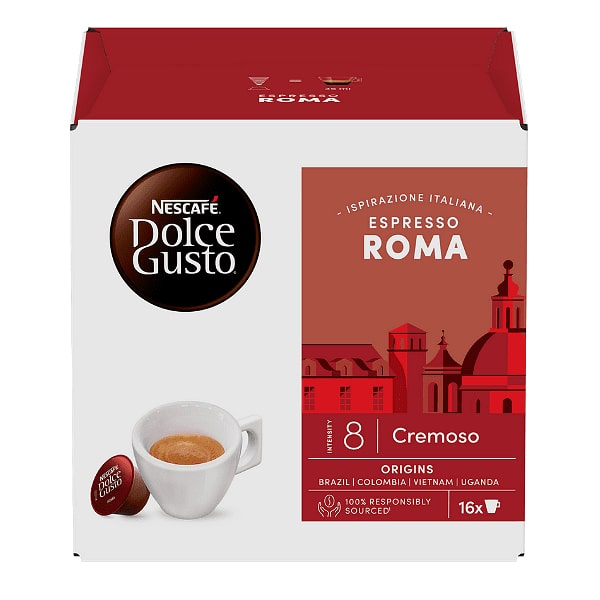 Капсули NESCAFÉ Dolce Gustо Espresso Roma Cremoso, 16 броя, Интензитет 8, Арабика и Робуста — снимка