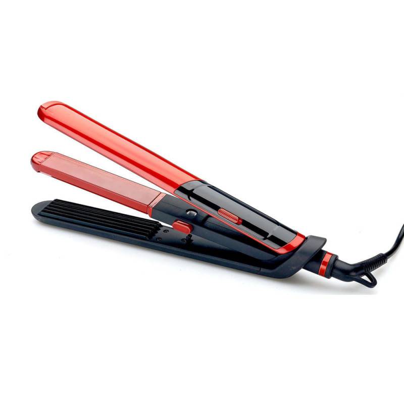 Преса за коса и маша 2в1 ELITE HSC-0461, Вафлички, 360° въртящ се кабел, Керамична, Червен/черен — снимка