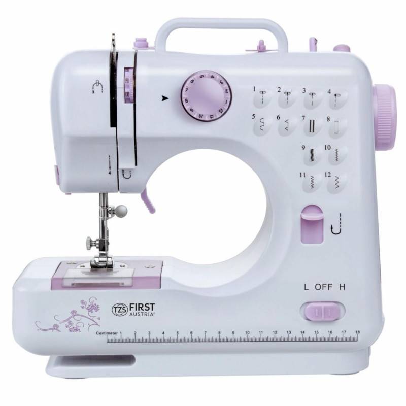 Шевна машина First Austria FA-5700-2, 2 скорости, Обратно шиене, Крачен педал, 350 s/min, Бял/Розов — снимка