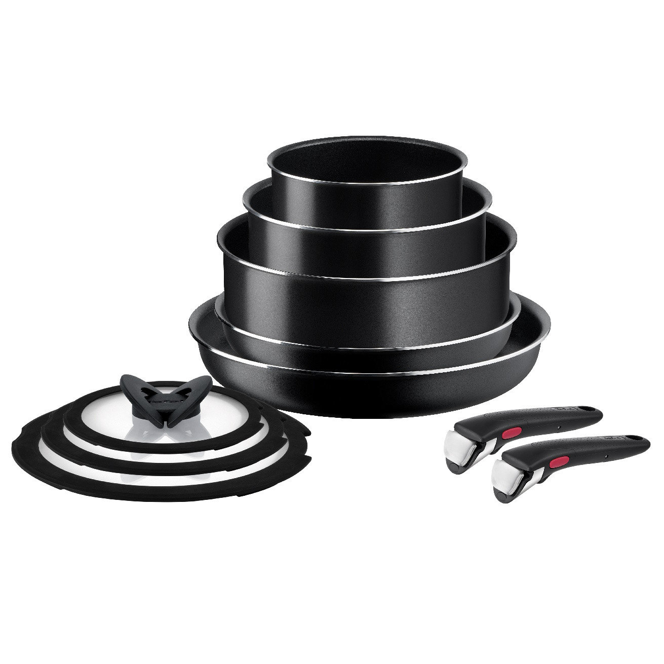 Снимка на Комплект тигани Tefal Ingenio Easy Cook & Clean L1539053, 10 части, Подвижни дръжки, Незалепващо покритие, Thermo Signal, Черен, TEFAL, цена 137.49 лв