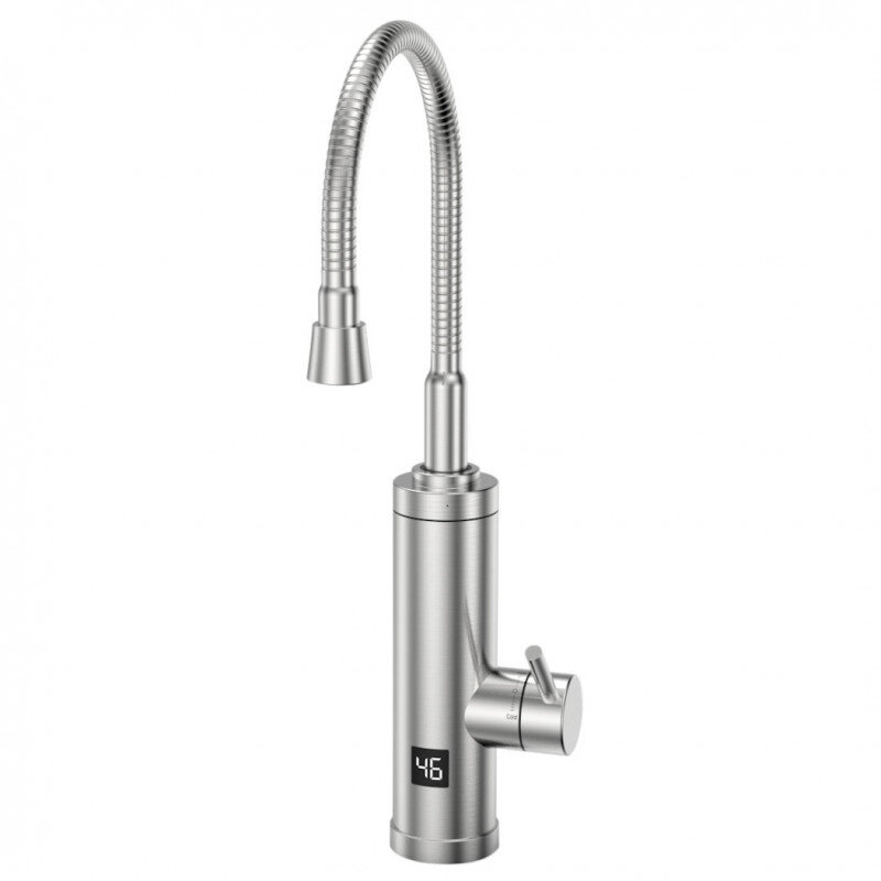 Електрическа смесителна батерия ELITE EHSD-2571, 3300 W, Метал, Въртене на 360, Цифров дисплей, IPX4, Сребрист — снимка