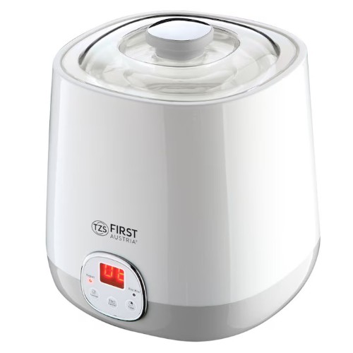 Уред за кисело мляко First Austria FA-5120-1, 20W, 1 литър, LCD дисплей, 2 програми, Таймер, Бял — снимка