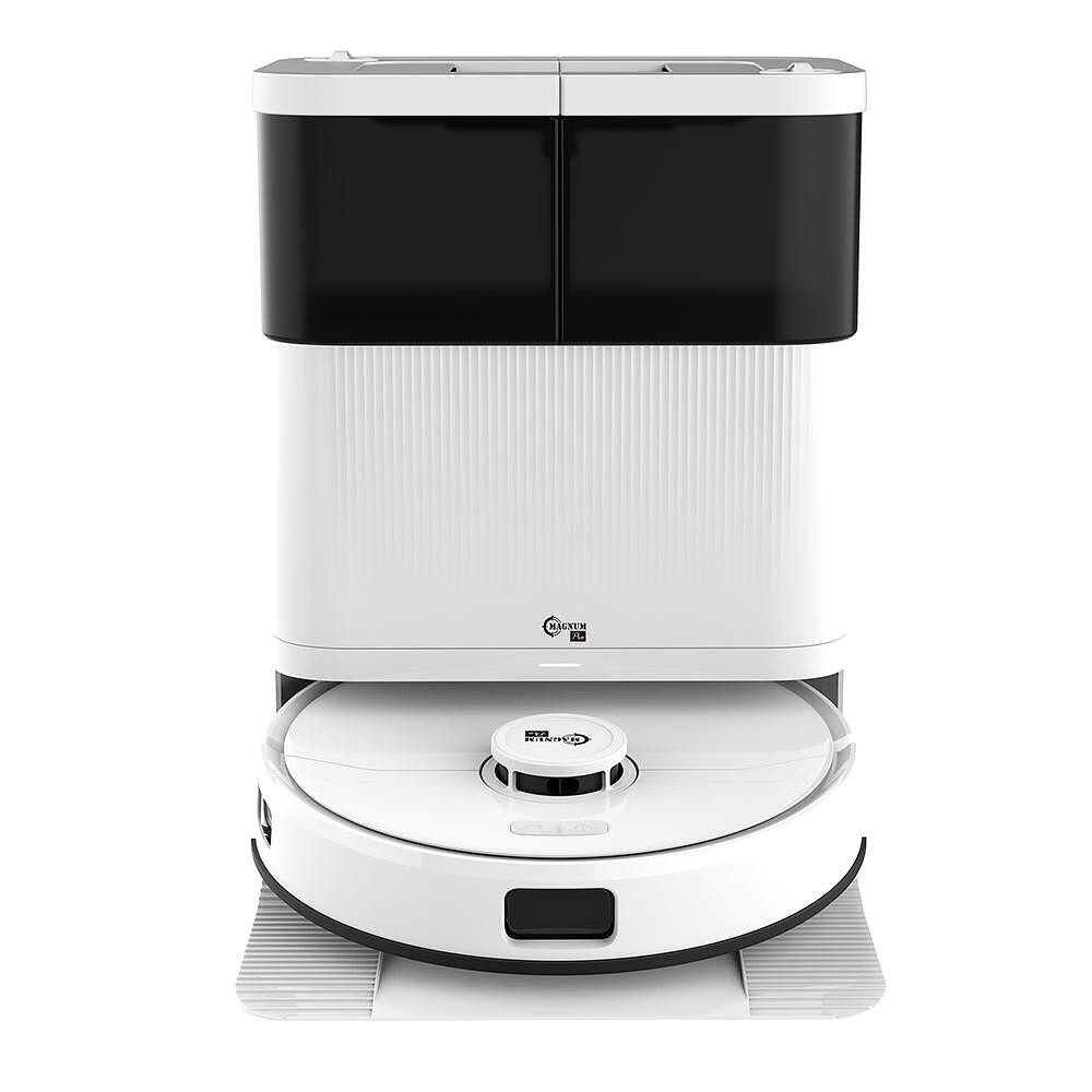Прахосмукачка робот Magnum PRO, 55W, 10000 Pa, 0.3 л, 130 мин, Wi-Fi, LDS, Гласови известия, Автоматична станция за вода и самопочистване, HEPA, Бял от MAGNUM — продуктова снимка
